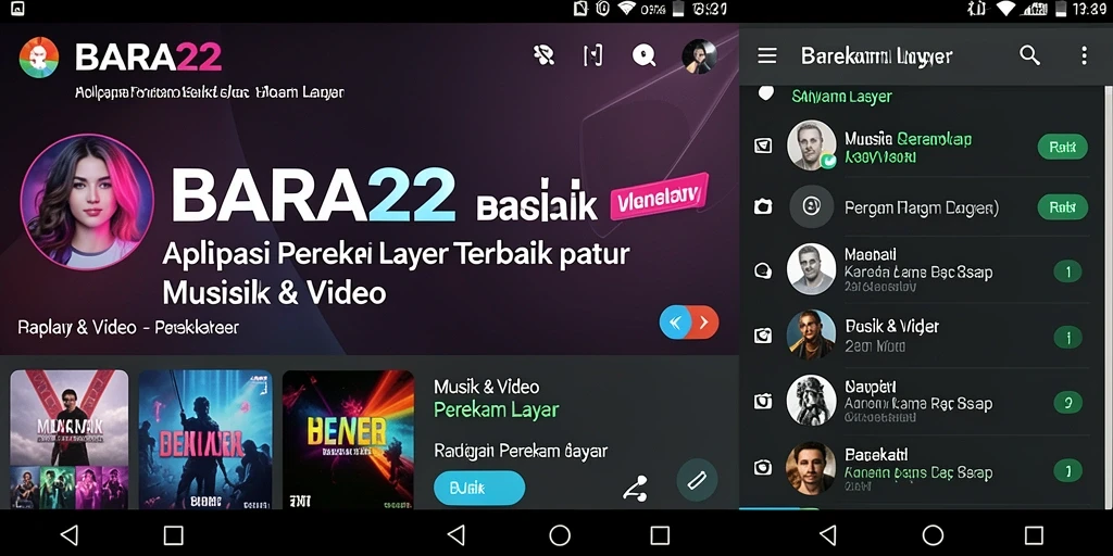 Tampilan antarmuka BARA22 saat merekam layar dengan fitur lengkap.