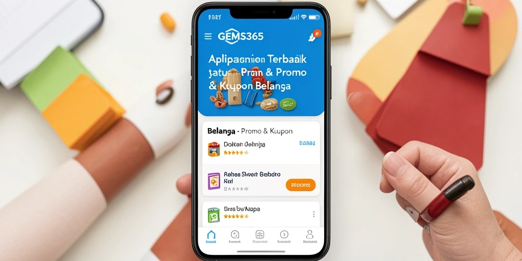 Antarmuka user-friendly GEMS365 dengan berbagai promo menarik.