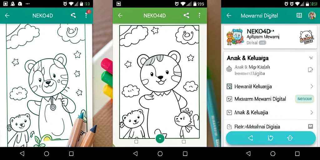 Tampilan antarmuka aplikasi Mewarnai Digital NEKO4D yang mudah digunakan.