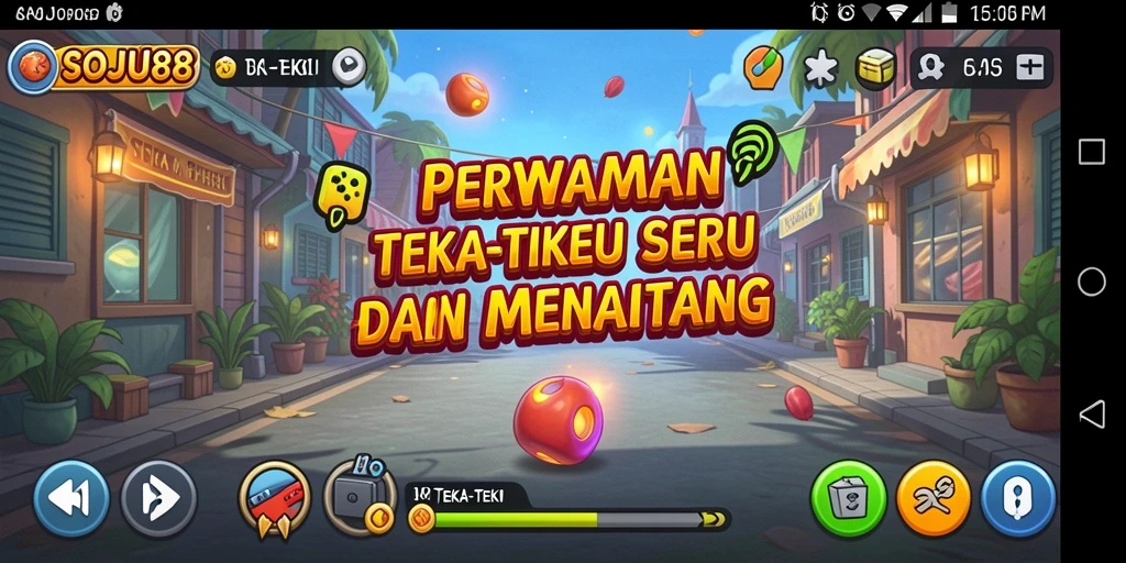 Tampilan antarmuka permainan SOJU88 yang menampilkan teka-teki seru.