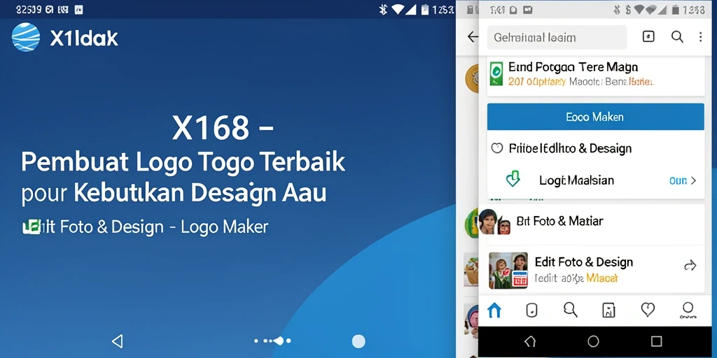 Antarmuka X168 yang intuitif dan lengkap untuk membuat logo.