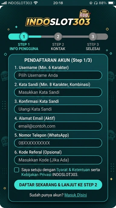 Daftar Akun Baru Indoslot303 dengan Mudah